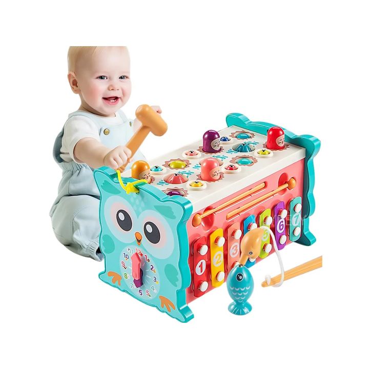 Edukacyjna, interaktywna zabawka dla dzieci 8w1, Cymbałki, Zegar