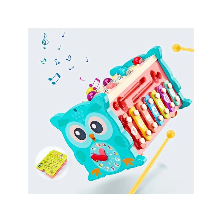 Edukacyjna, interaktywna zabawka dla dzieci 8w1, Cymbałki, Zegar