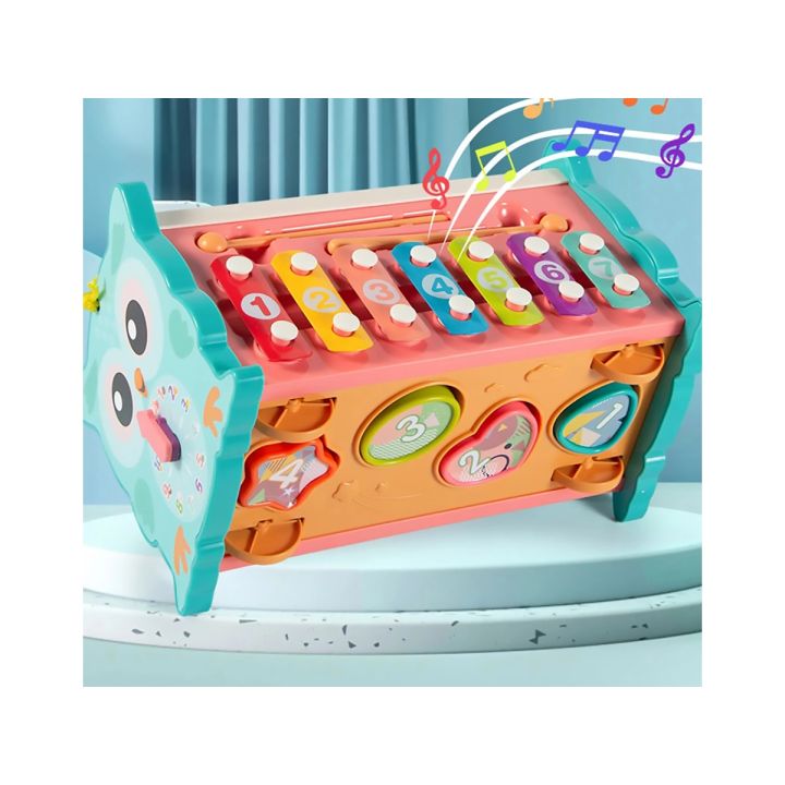 Edukacyjna, interaktywna zabawka dla dzieci 8w1, Cymbałki, Zegar