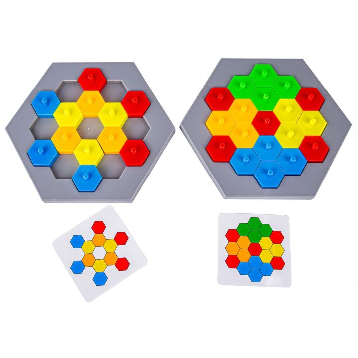 Edukacyjna Gra Logiczna Na Refleks Karty, Układanka "Puzzle Chessboard" Klocki + 30 kart