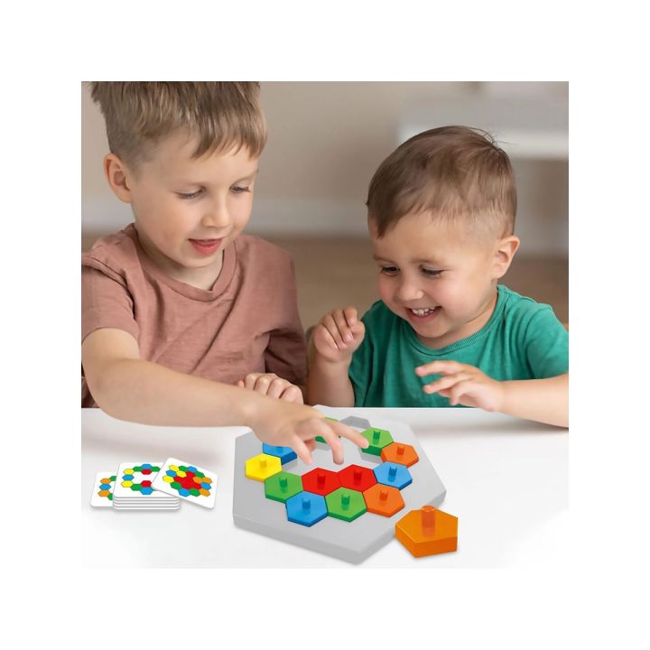 Edukacyjna Gra Logiczna Na Refleks Karty, Układanka "Puzzle Chessboard" Klocki + 30 kart