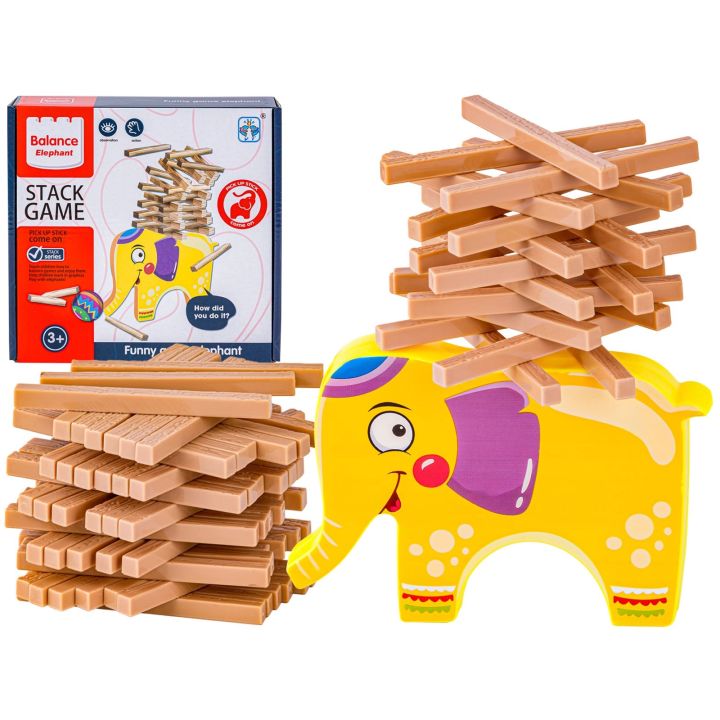 Edukacyjna gra zręcznościowa "Stack Game", Zbuduj wieżę, Układanka, Klocki + Słoń