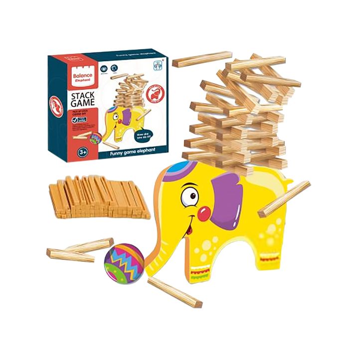 Edukacyjna gra zręcznościowa "Stack Game", Zbuduj wieżę, Układanka, Klocki + Słoń