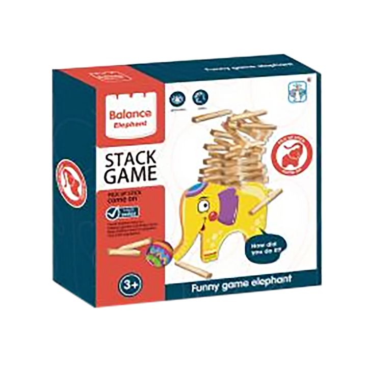 Edukacyjna gra zręcznościowa "Stack Game", Zbuduj wieżę, Układanka, Klocki + Słoń