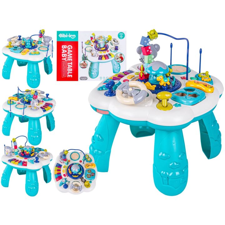 Edukacyjny Interaktywny Muzyczny Stolik Dla Dzieci + Pianinko Niebieski