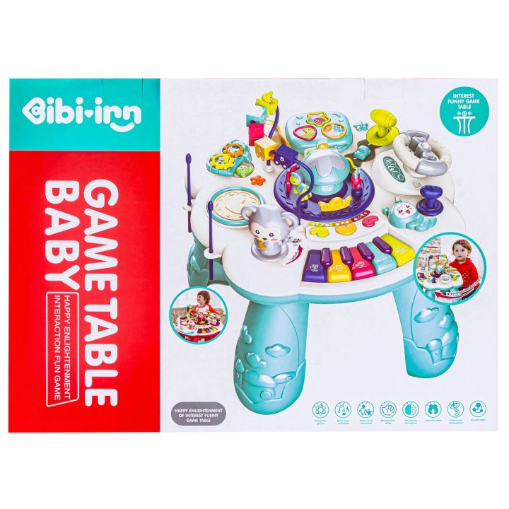 Edukacyjny Interaktywny Muzyczny Stolik Dla Dzieci + Pianinko Niebieski