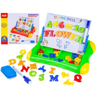 Wielofunkcyjna tablica magnetyczna 2w1, Pisak, Magnesy - literki, cyferki