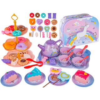 Zestaw kawowy w kuferku, Czajnik, Filiżanki, Słodycze + Akcesoria 48 el.