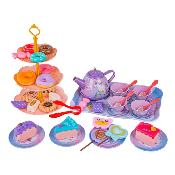 Zestaw kawowy w kuferku, Czajnik, Filiżanki, Słodycze + Akcesoria 48 el.