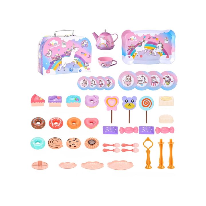 Zestaw kawowy w kuferku, Czajnik, Filiżanki, Słodycze + Akcesoria 48 el.