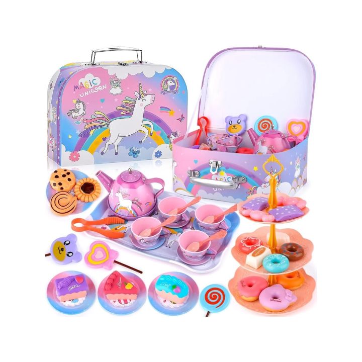 Zestaw kawowy w kuferku, Czajnik, Filiżanki, Słodycze + Akcesoria 48 el.