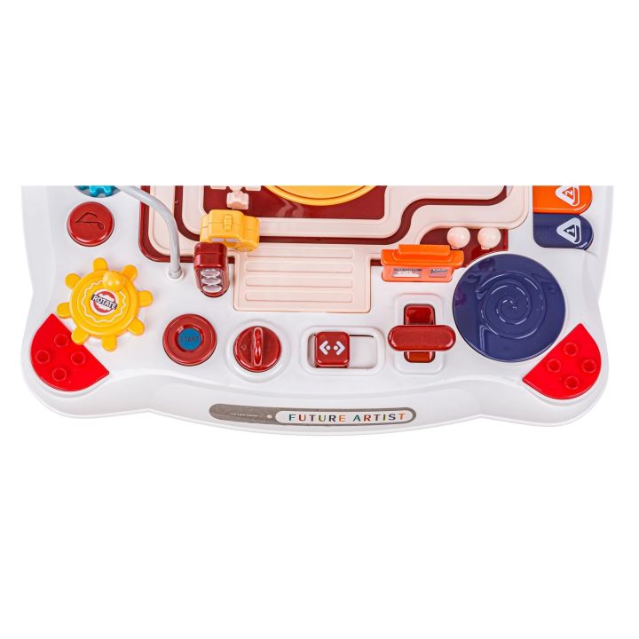 Edukacyjny Interaktywny Stolik Dla Dzieci 2w1 POJAZDY Pianinko Rakieta Akcesoria Czerwony