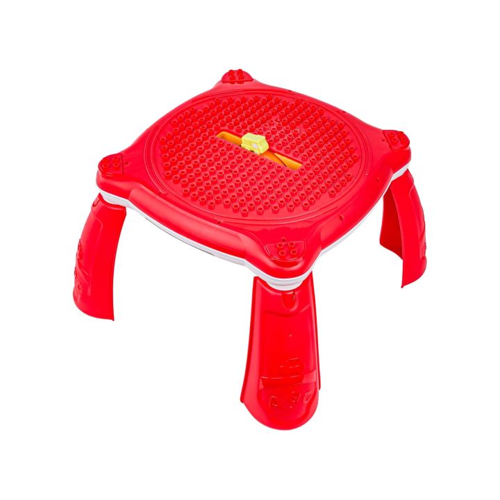 Edukacyjny Interaktywny Stolik Dla Dzieci 2w1 POJAZDY Pianinko Rakieta Akcesoria Czerwony