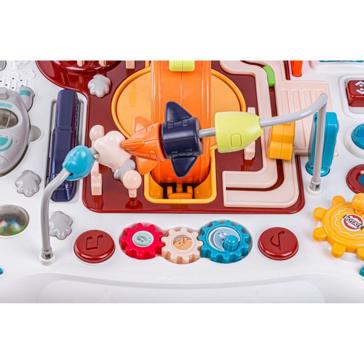 Edukacyjny Interaktywny Stolik Dla Dzieci 2w1 POJAZDY Pianinko Rakieta Akcesoria Niebieski