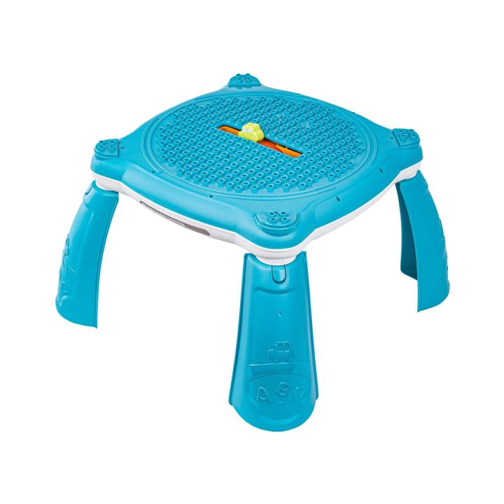 Edukacyjny Interaktywny Stolik Dla Dzieci 2w1 POJAZDY Pianinko Rakieta Akcesoria Niebieski