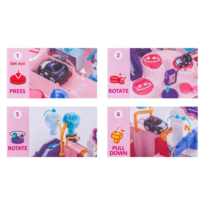 Interaktywny Tor Przeszkód + Pojazdy, Zjazd Samochodowy Parking Zjeżdżalnia