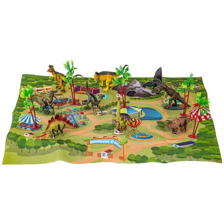 Zestaw Figurek Dinozaurów w kuferku + mata, Dinozaury 9 sztuk