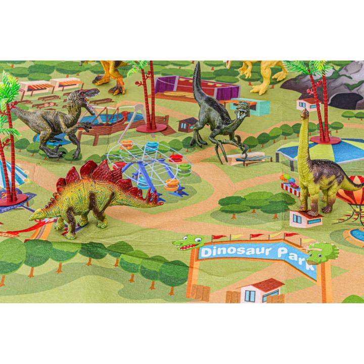 Zestaw Figurek Dinozaurów w kuferku + mata, Dinozaury 9 sztuk