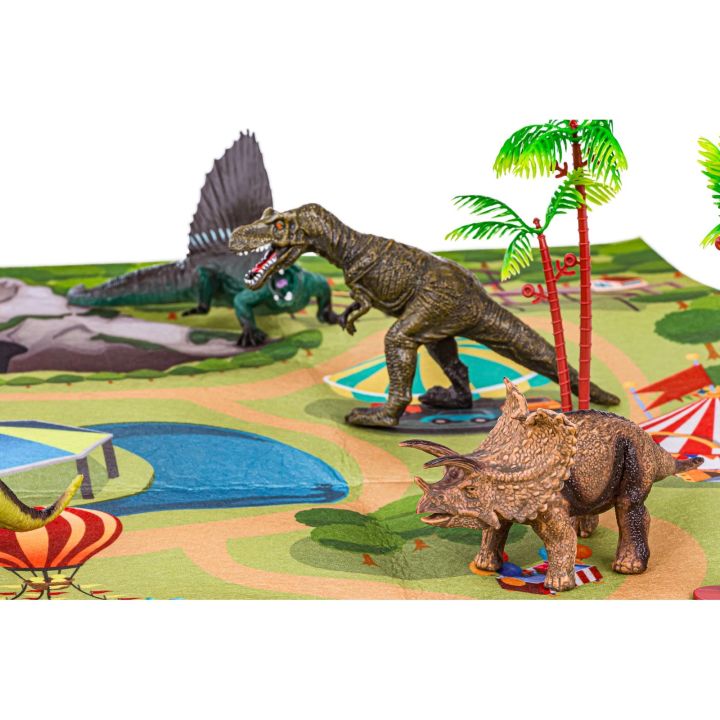 Zestaw Figurek Dinozaurów w kuferku + mata, Dinozaury 9 sztuk