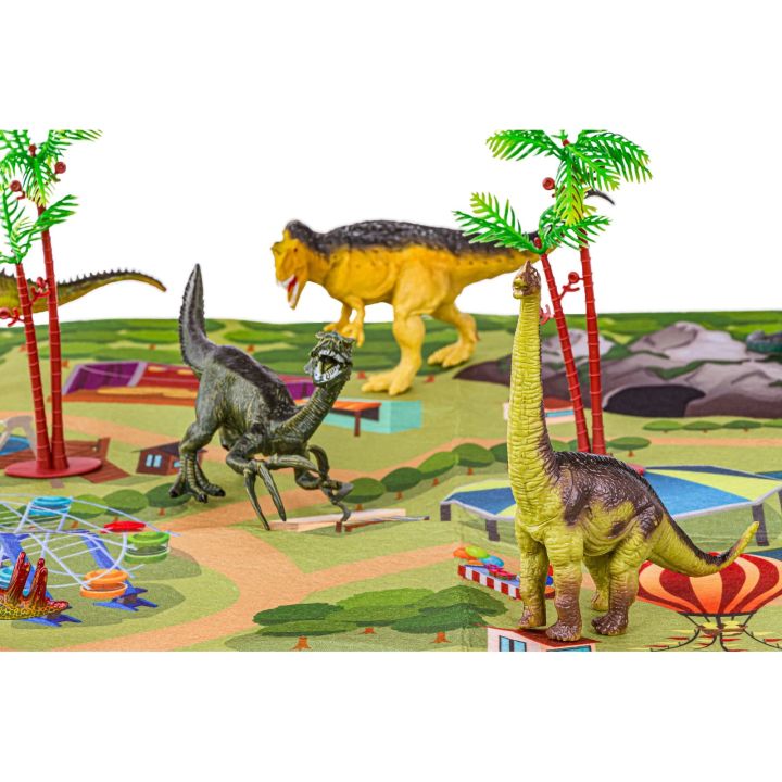 Zestaw Figurek Dinozaurów w kuferku + mata, Dinozaury 9 sztuk