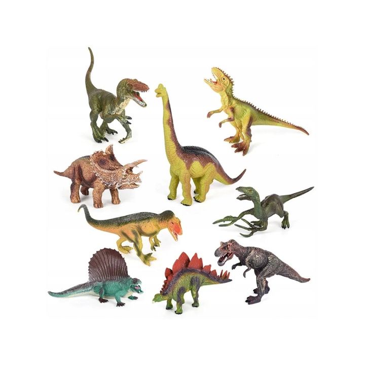 Zestaw Figurek Dinozaurów w kuferku + mata, Dinozaury 9 sztuk