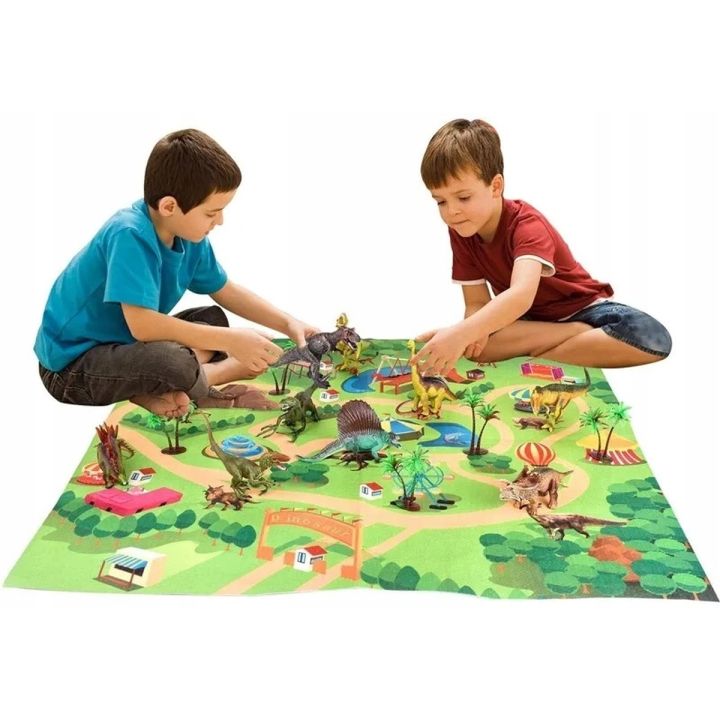 Zestaw Figurek Dinozaurów w kuferku + mata, Dinozaury 9 sztuk