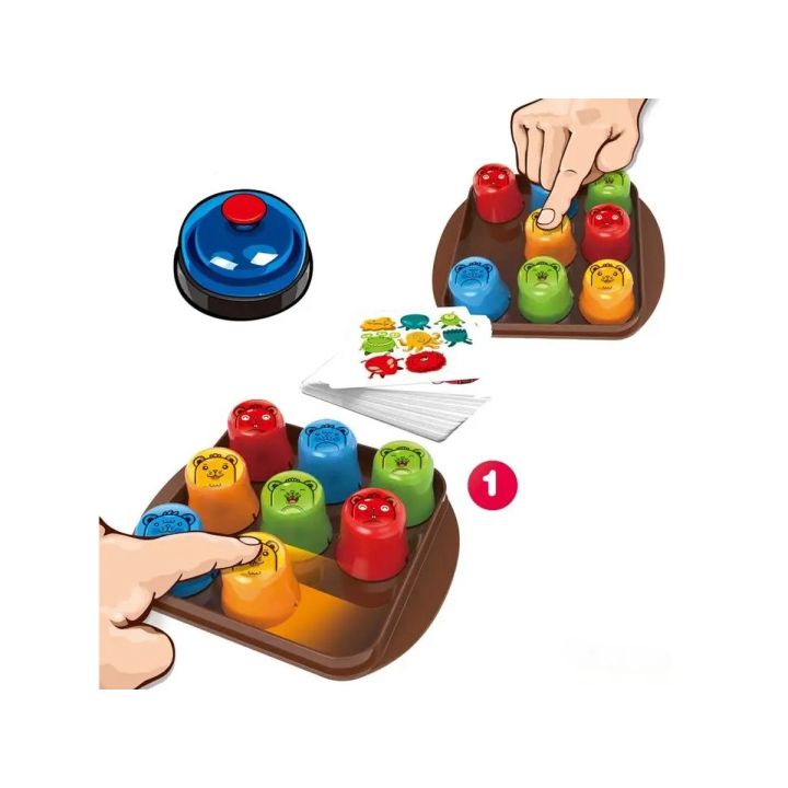 Edukacyjna Gra Logiczna "MOLE MAZE" 2w1 SZYBKIE KUBECZKI, Kółko Krzyżyk, Karty