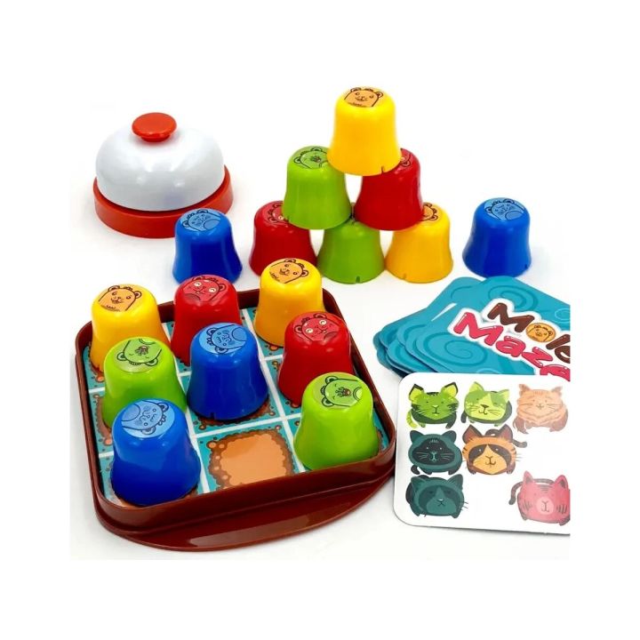 Edukacyjna Gra Logiczna "MOLE MAZE" 2w1 SZYBKIE KUBECZKI, Kółko Krzyżyk, Karty