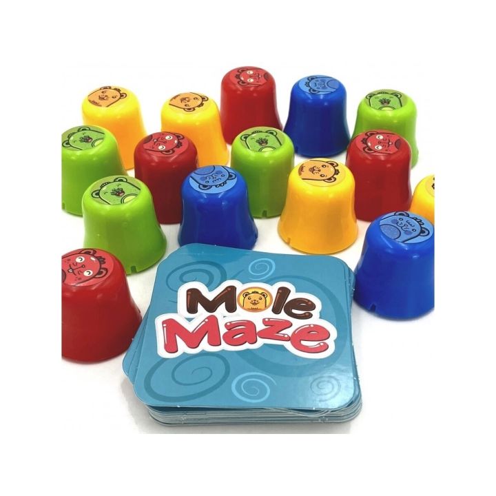 Edukacyjna Gra Logiczna "MOLE MAZE" 2w1 SZYBKIE KUBECZKI, Kółko Krzyżyk, Karty