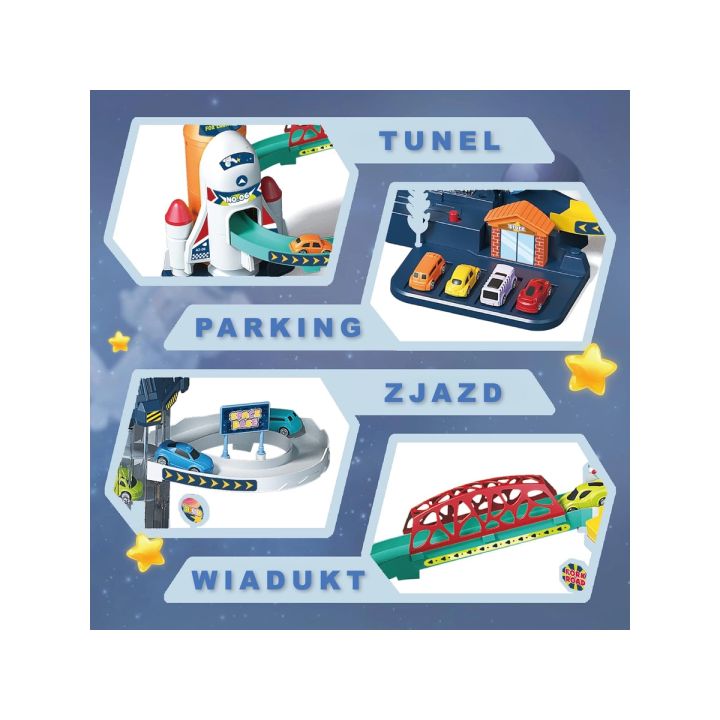 Zjazd Tor Samochodowy Parking Winda Stacja kosmiczna + Pojazdy