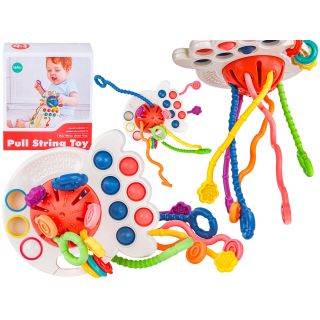 Ośmiornica Sensoryczna wielofunkcyjna zabawka dla dzieci Gryzak 4w1 edukacyjna + akcesoria