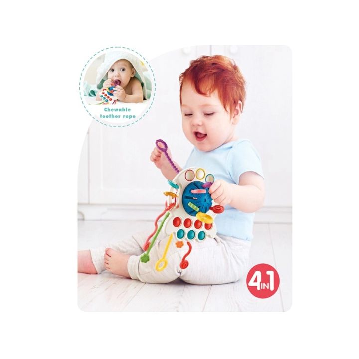 Ośmiornica Sensoryczna wielofunkcyjna zabawka dla dzieci Gryzak 4w1 edukacyjna + akcesoria