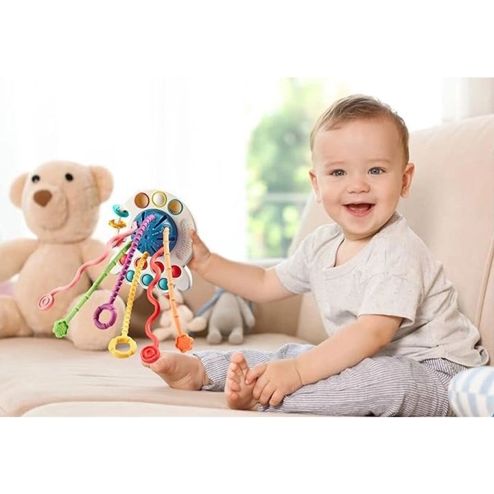 Ośmiornica Sensoryczna wielofunkcyjna zabawka dla dzieci Gryzak 4w1 edukacyjna + akcesoria