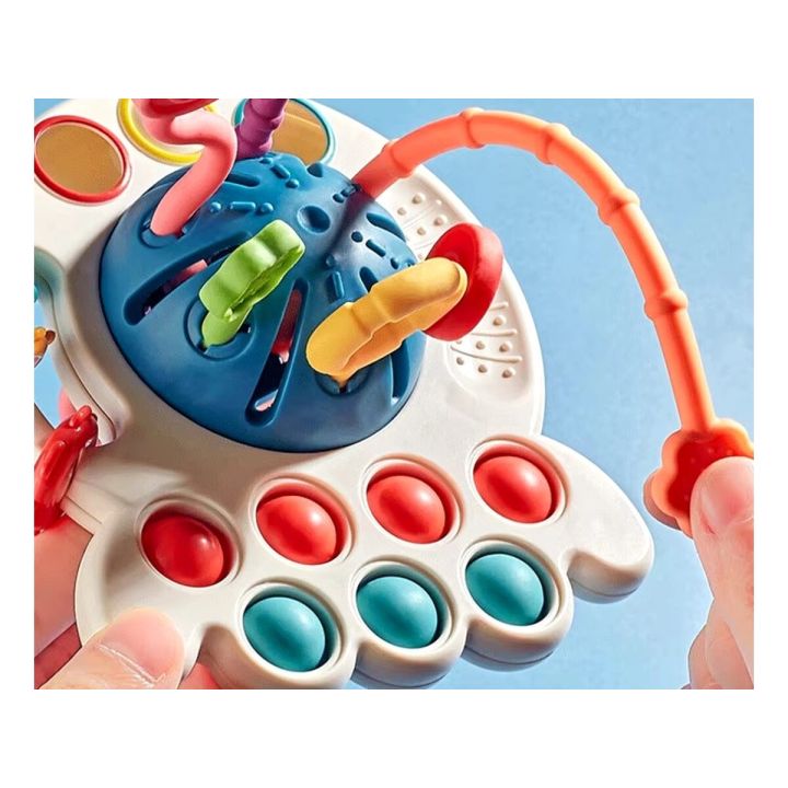 Ośmiornica Sensoryczna wielofunkcyjna zabawka dla dzieci Gryzak 4w1 edukacyjna + akcesoria