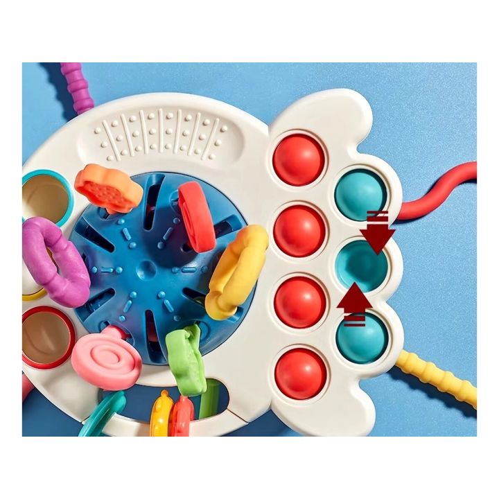 Ośmiornica Sensoryczna wielofunkcyjna zabawka dla dzieci Gryzak 4w1 edukacyjna + akcesoria