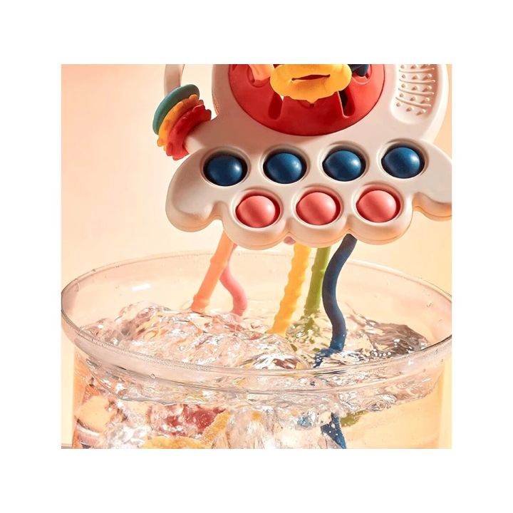 Ośmiornica Sensoryczna wielofunkcyjna zabawka dla dzieci Gryzak 4w1 edukacyjna + akcesoria