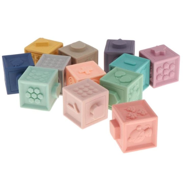 Miękkie Klocki Sensoryczne, Cyferki, Figury geometryczne, Kształty 12 sztuk, Edukacyjny zestaw klocków dla malucha