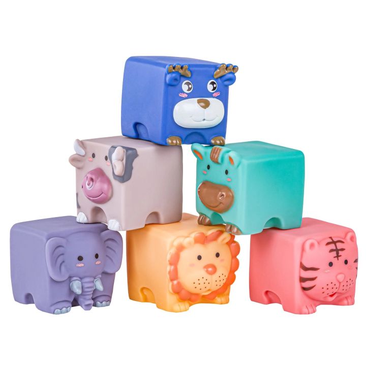Miękkie Klocki Sensoryczne Zwierzęta 12 sztuk, Edukacyjny zestaw klocków dla malucha