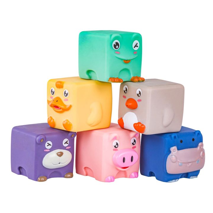 Miękkie Klocki Sensoryczne Zwierzęta 12 sztuk, Edukacyjny zestaw klocków dla malucha