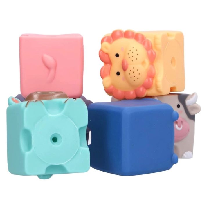 Miękkie Klocki Sensoryczne Zwierzęta 12 sztuk, Edukacyjny zestaw klocków dla malucha