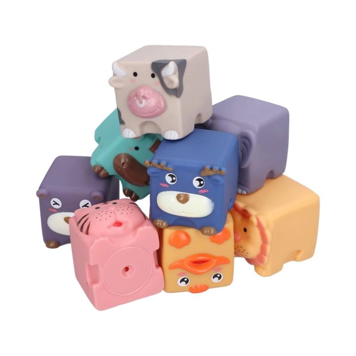 Miękkie Klocki Sensoryczne Zwierzęta 12 sztuk, Edukacyjny zestaw klocków dla malucha