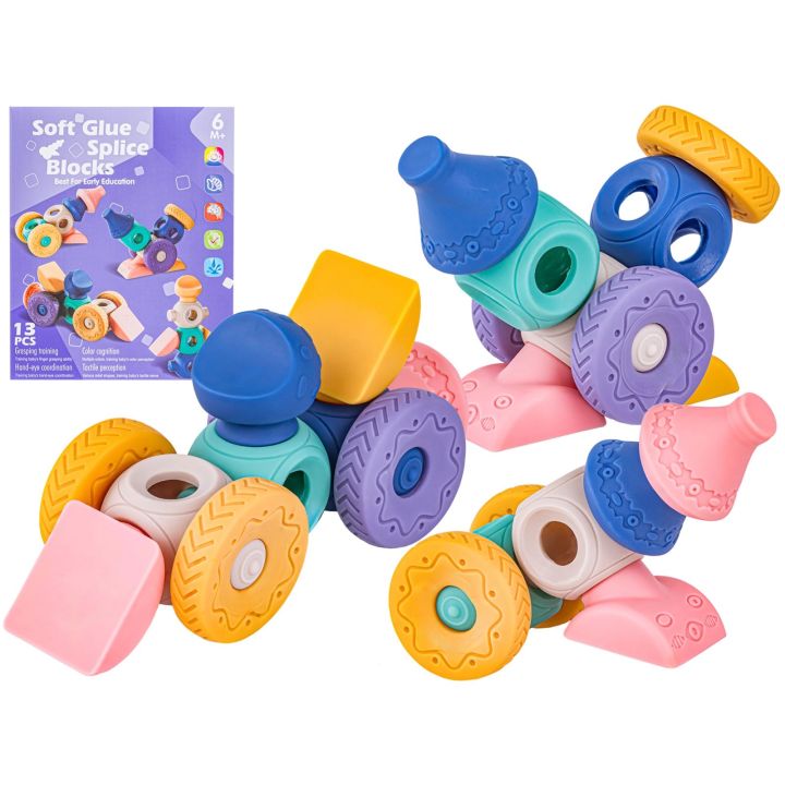 Miękkie Klocki Sensoryczne Figury geometryczne 13 sztuk, Edukacyjny zestaw klocków dla malucha