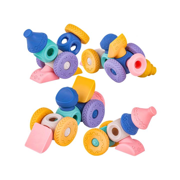 Miękkie Klocki Sensoryczne Figury geometryczne 13 sztuk, Edukacyjny zestaw klocków dla malucha