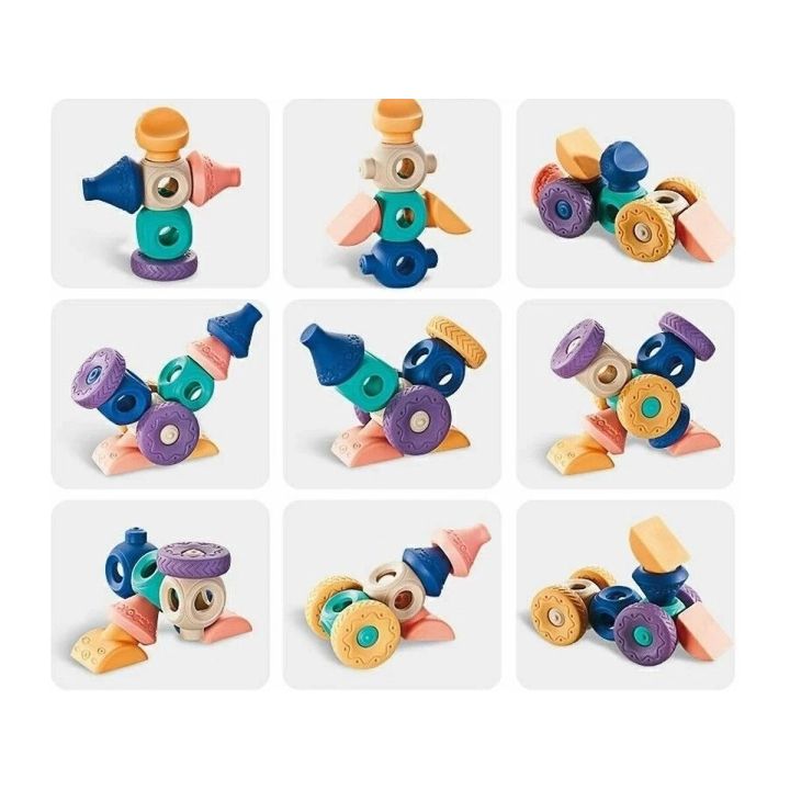 Miękkie Klocki Sensoryczne Figury geometryczne 13 sztuk, Edukacyjny zestaw klocków dla malucha