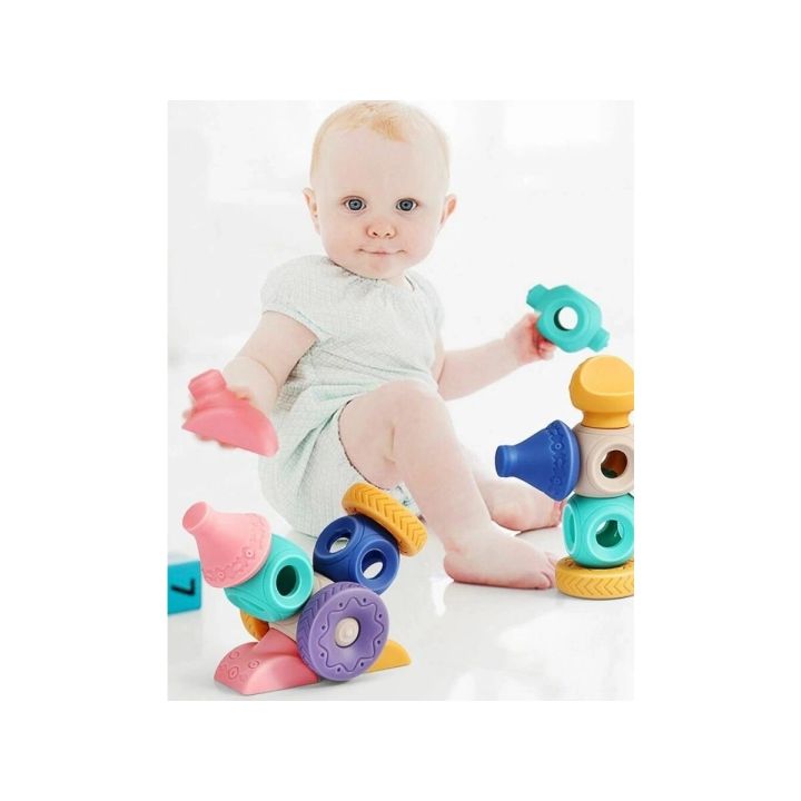 Miękkie Klocki Sensoryczne Figury geometryczne 13 sztuk, Edukacyjny zestaw klocków dla malucha