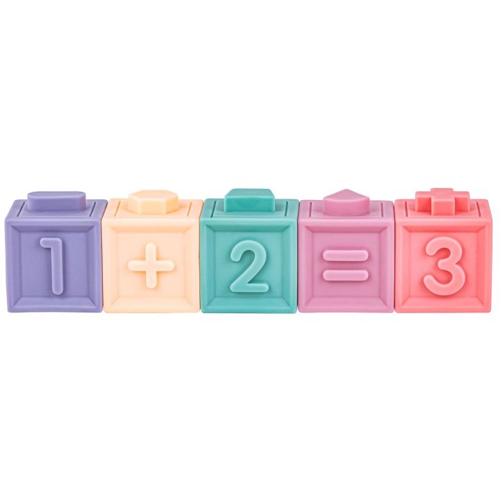 Klocki Sensoryczne dla malucha, Miękkie Klocki, Cyferki, Figury geometryczne, Kształty, Wieża 23 sztuki