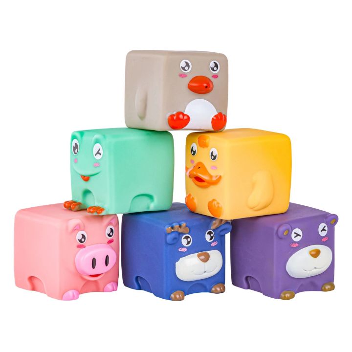 Duże Klocki Sensoryczne Zwierzęta 6 sztuk Miękkie Edukacyjny zestaw klocków dla malucha