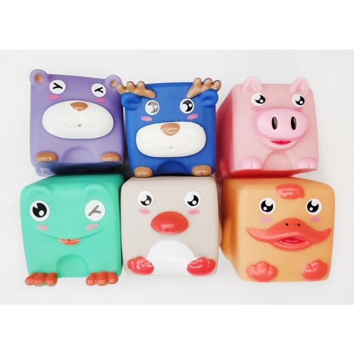 Duże Klocki Sensoryczne Zwierzęta 6 sztuk Miękkie Edukacyjny zestaw klocków dla malucha