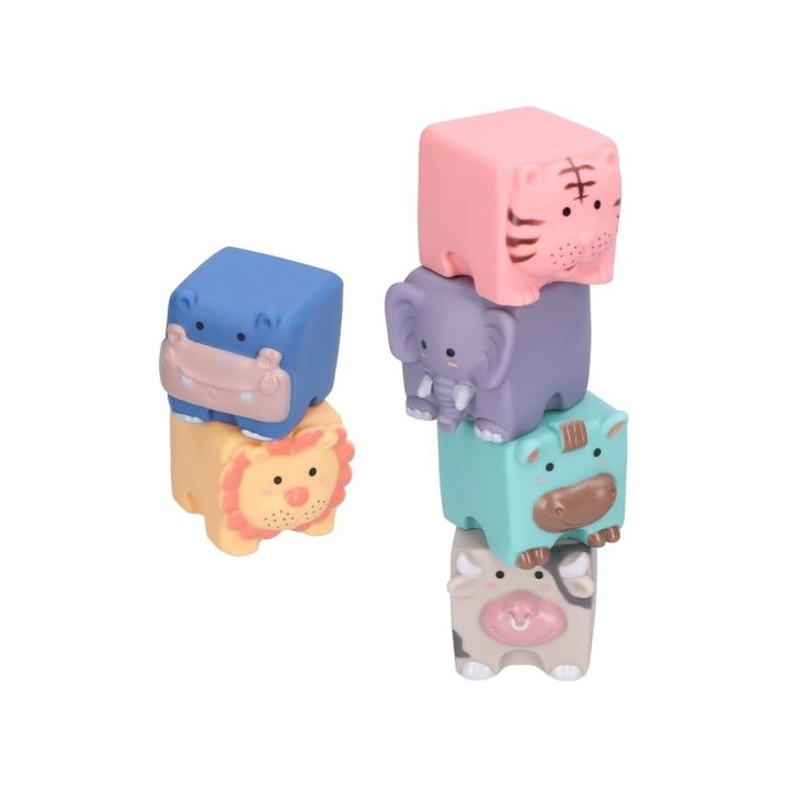 Edukacyjny zestaw klocków dla malucha, Miękkie, Duże Klocki Sensoryczne Zwierzęta 6 sztuk