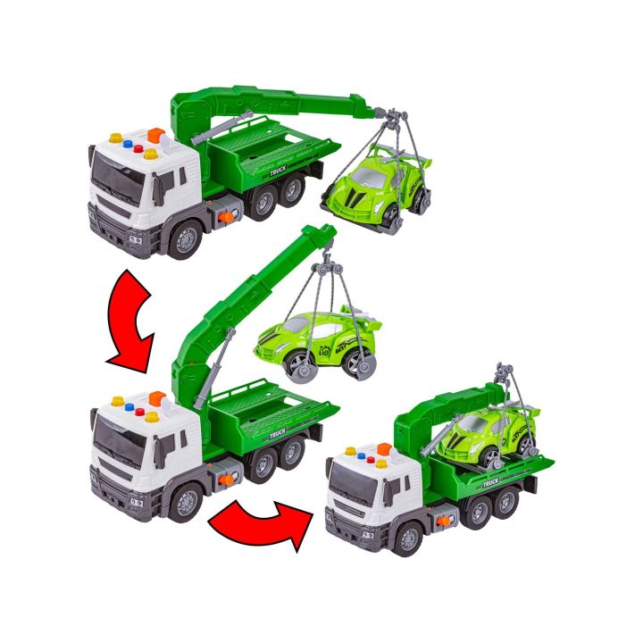 Multifunkcyjna Ciężarówka, Laweta, Dźwig, Transporter + Samochód 1:16